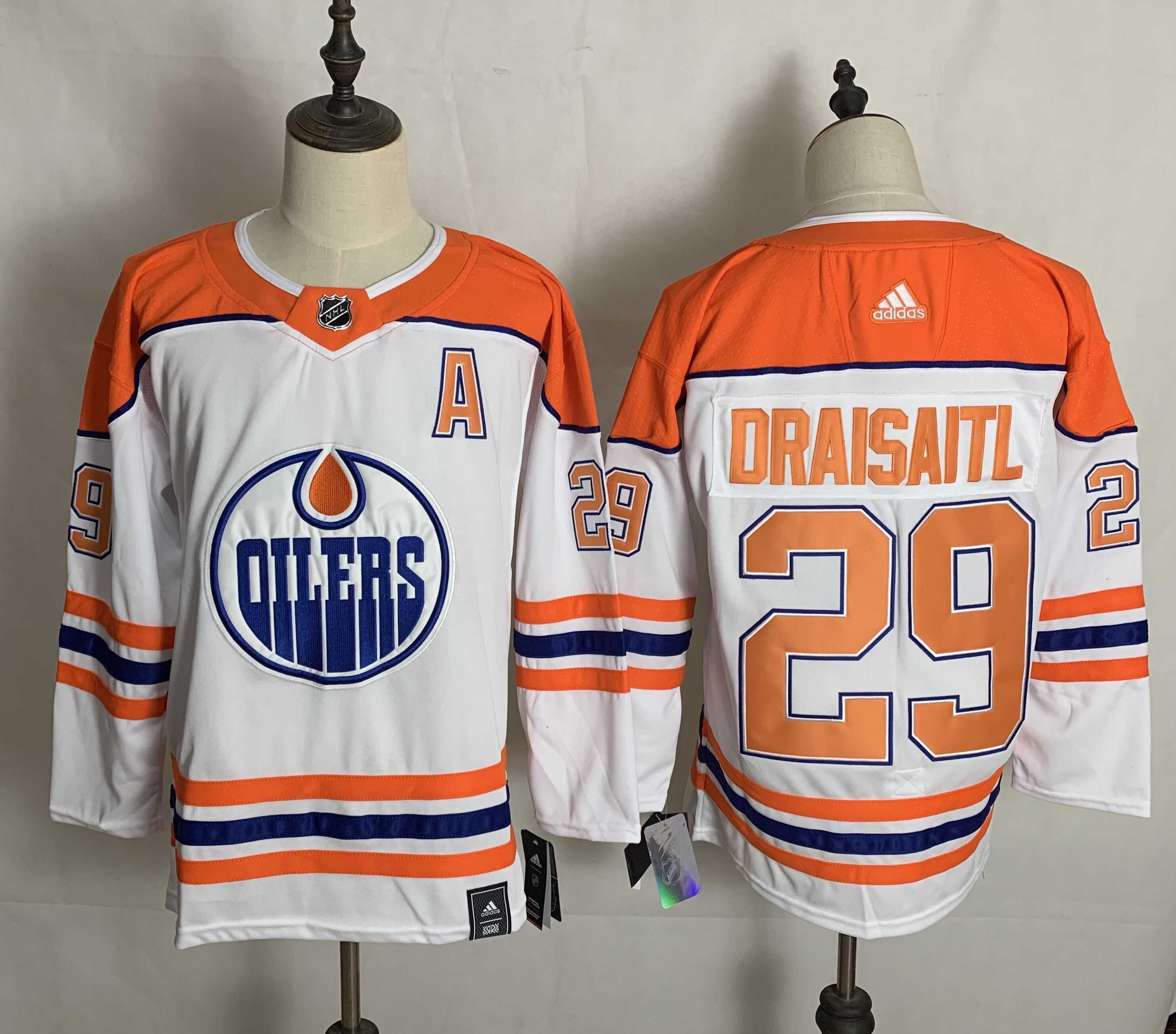 Men Edmonton Oilers 29 Draisaitl White Authentic Stitched 2020 Adidias NHL Jersey